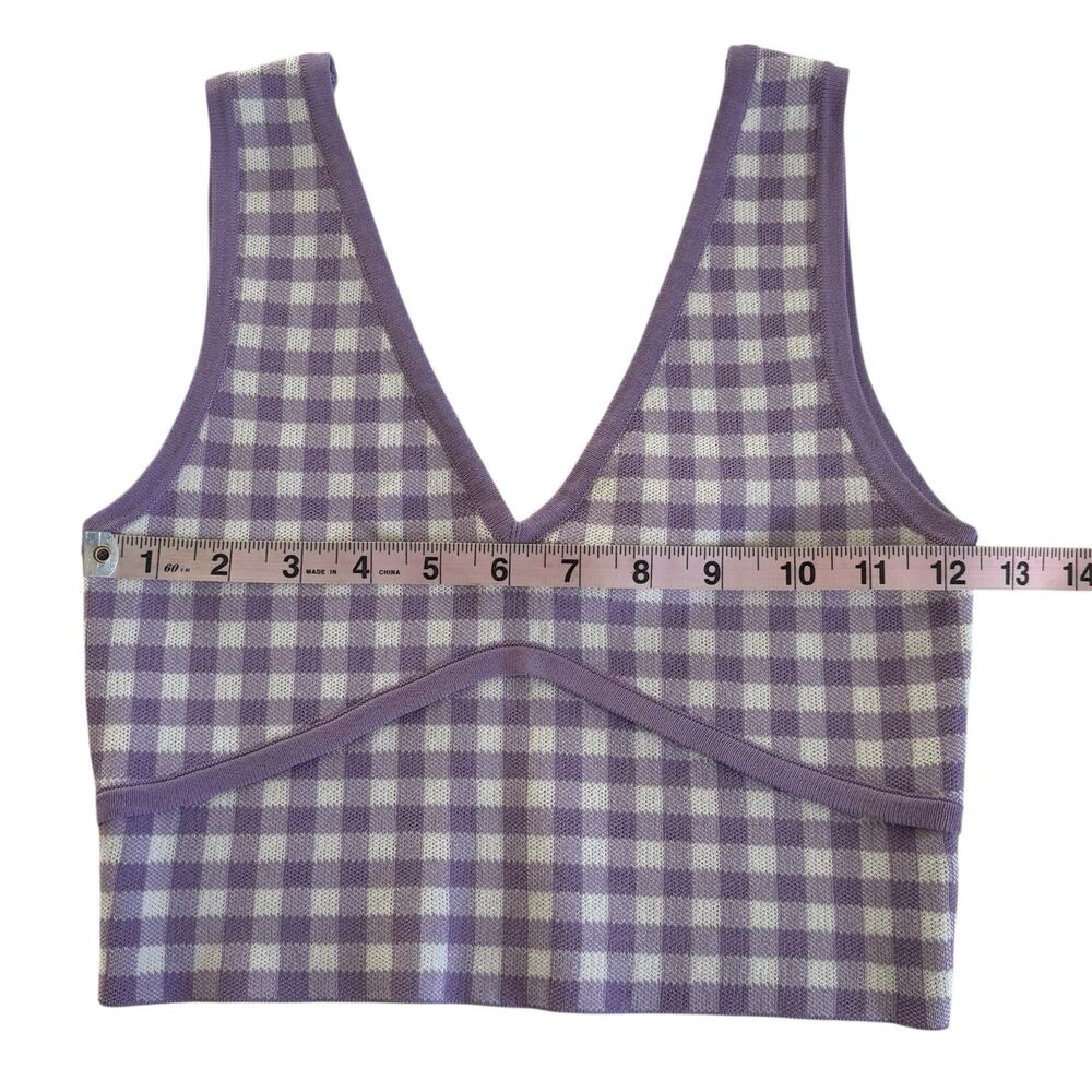 Princess Polly Lavender Purple/White Gingham Cropped Knit Top Women’s M/L - Picture 4 of 6